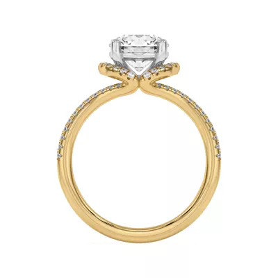 Andra Folded Halo Two-Tone Engagement Ring