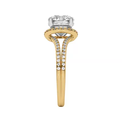 Andra Folded Halo Two-Tone Engagement Ring