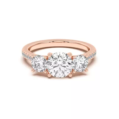 Timeless Three-Stone Lab Diamond Pavé Accents Engagement Ring