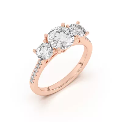 Timeless Three-Stone Lab Diamond Pavé Accents Engagement Ring