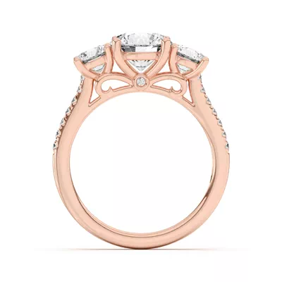Timeless Three-Stone Lab Diamond Pavé Accents Engagement Ring