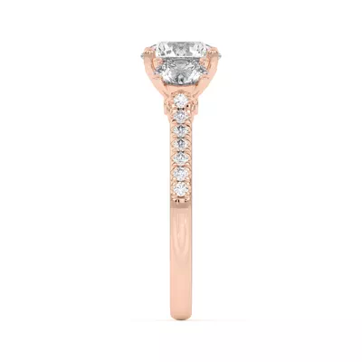 Timeless Three-Stone Lab Diamond Pavé Accents Engagement Ring