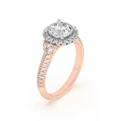 Anja Pave Knife-Edge Cluster Halo Two-Tone Engagement Ring