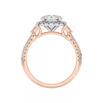 Anja Pave Knife-Edge Cluster Halo Two-Tone Engagement Ring