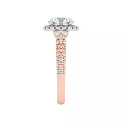 Anja Pave Knife-Edge Cluster Halo Two-Tone Engagement Ring