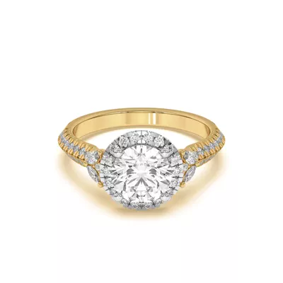 Anja Pave Knife-Edge Cluster Halo Two-Tone Engagement Ring
