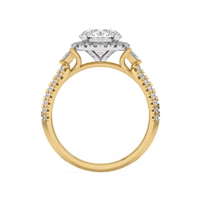 Anja Pave Knife-Edge Cluster Halo Two-Tone Engagement Ring
