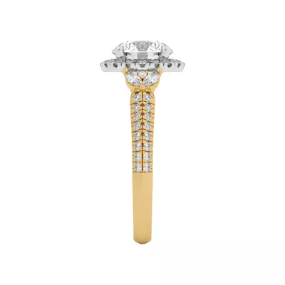 Anja Pave Knife-Edge Cluster Halo Two-Tone Engagement Ring