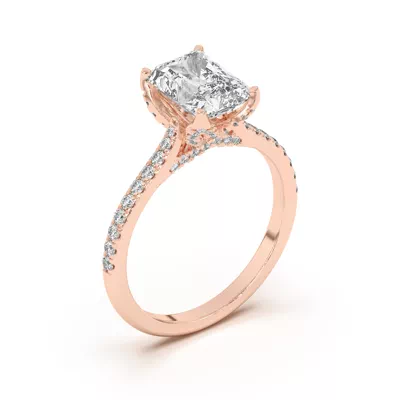 Marian Lab Diamond-Encrusted Tulip Prong Pavé Engagement Ring