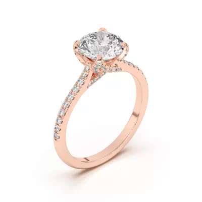 Marian Diamond-Encrusted Tulip Prong Pavé Engagement Ring