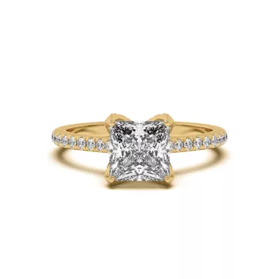 Marian Lab Diamond-Encrusted Tulip Prong Pavé Engagement Ring