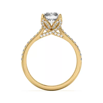 Marian Lab Diamond-Encrusted Tulip Prong Pavé Engagement Ring