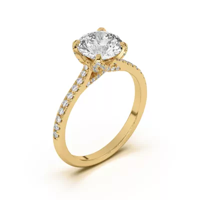Marian Diamond-Encrusted Tulip Prong Pavé Engagement Ring