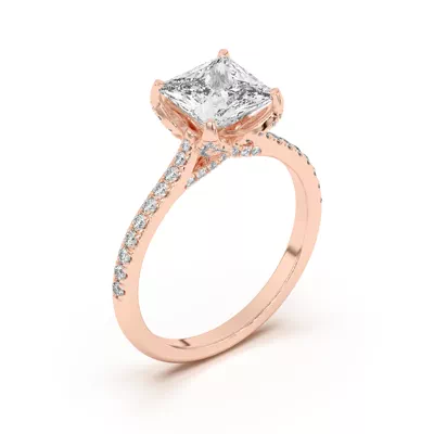 Marian Lab Diamond-Encrusted Tulip Prong Pavé Engagement Ring