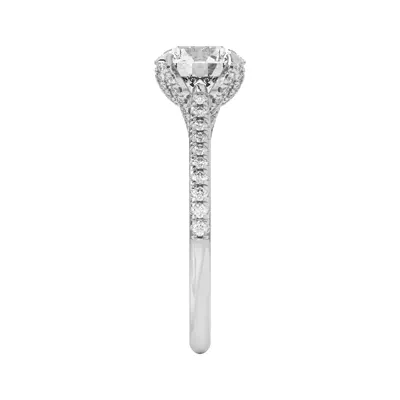 Marian Diamond-Encrusted Tulip Prong Pavé Engagement Ring