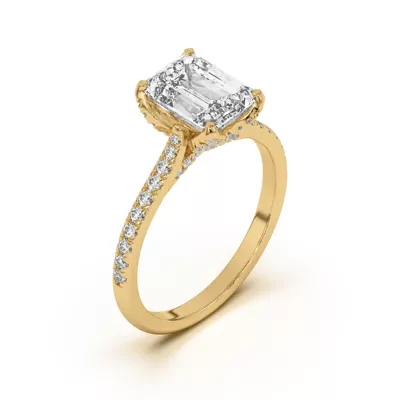 Marian Lab Diamond-Encrusted Tulip Prong Pavé Engagement Ring
