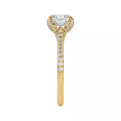 Marian Lab Diamond-Encrusted Tulip Prong Pavé Engagement Ring