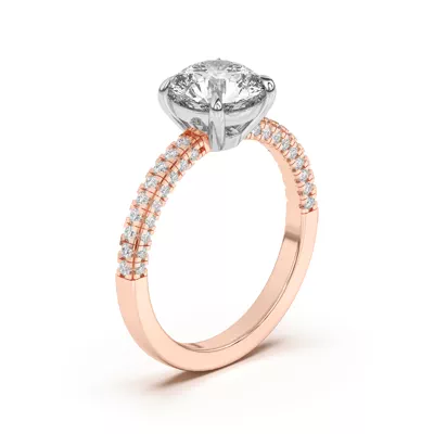 Nelly Trio Pave Two-Tone Engagement Ring