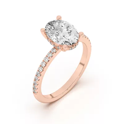 Marie Classic Hidden Halo Lab Pavé Engagement Ring
