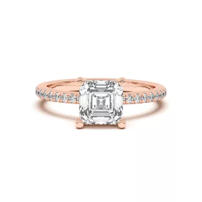 Marie Classic Hidden Halo Lab Pavé Engagement Ring