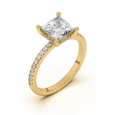 Marie Classic Hidden Halo Lab Pavé Engagement Ring