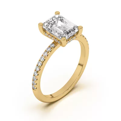 Marie Classic Hidden Halo Lab Pavé Engagement Ring