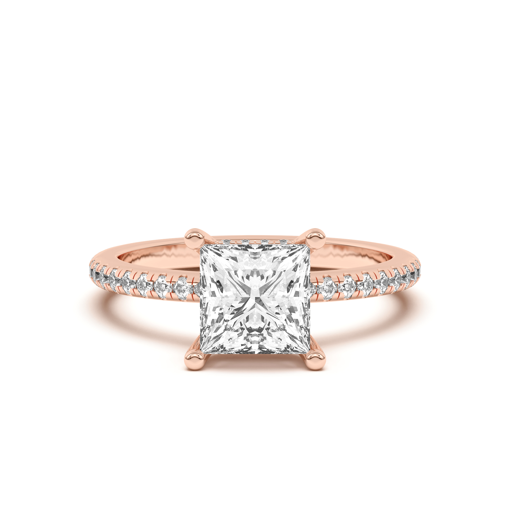 Marie Classic Hidden Halo Lab Pavé Engagement Ring