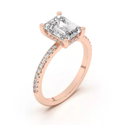 Marie Classic Hidden Halo Lab Pavé Engagement Ring