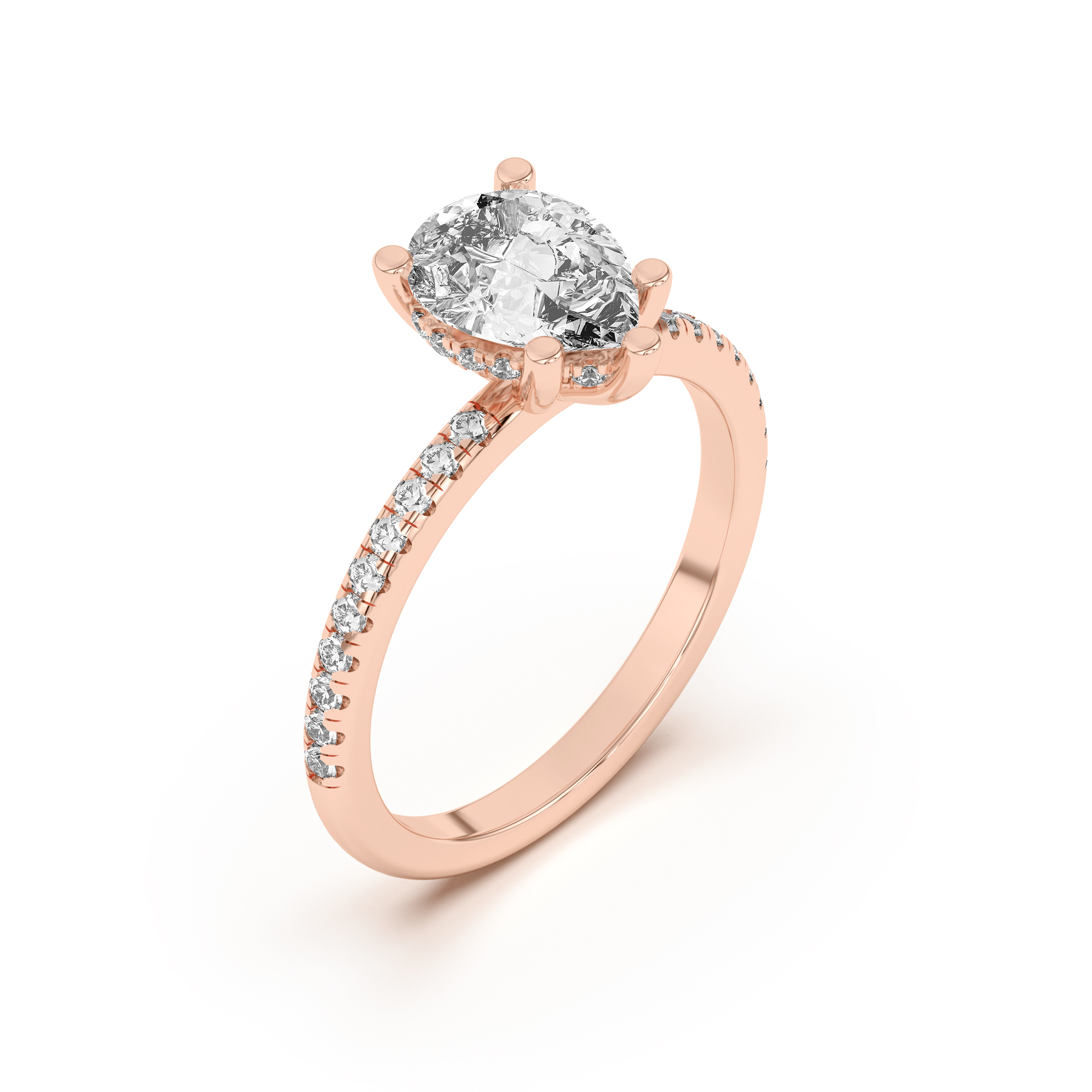 Marie Classic Hidden Halo Lab Pavé Engagement Ring
