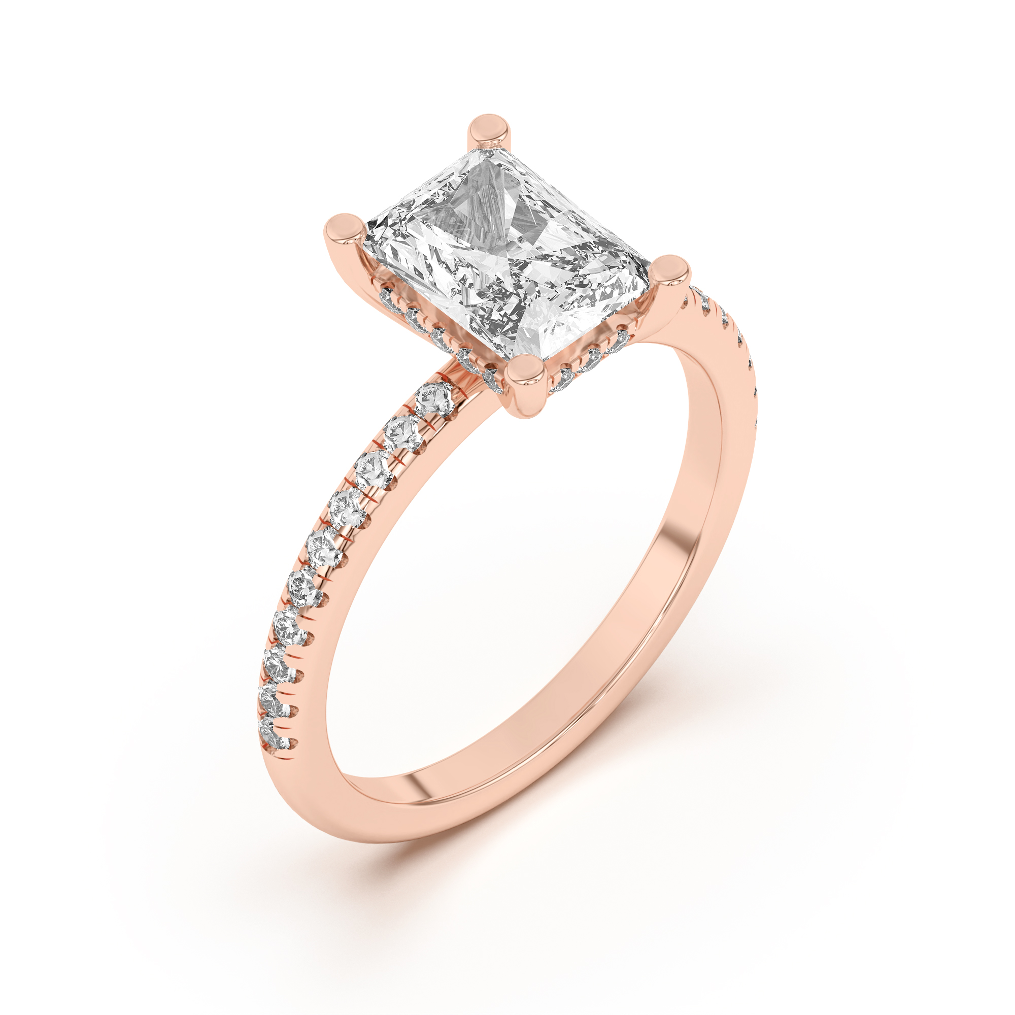 Marie Classic Hidden Halo Lab Pavé Engagement Ring