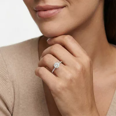 Marie Classic Hidden Halo Lab Pavé Engagement Ring