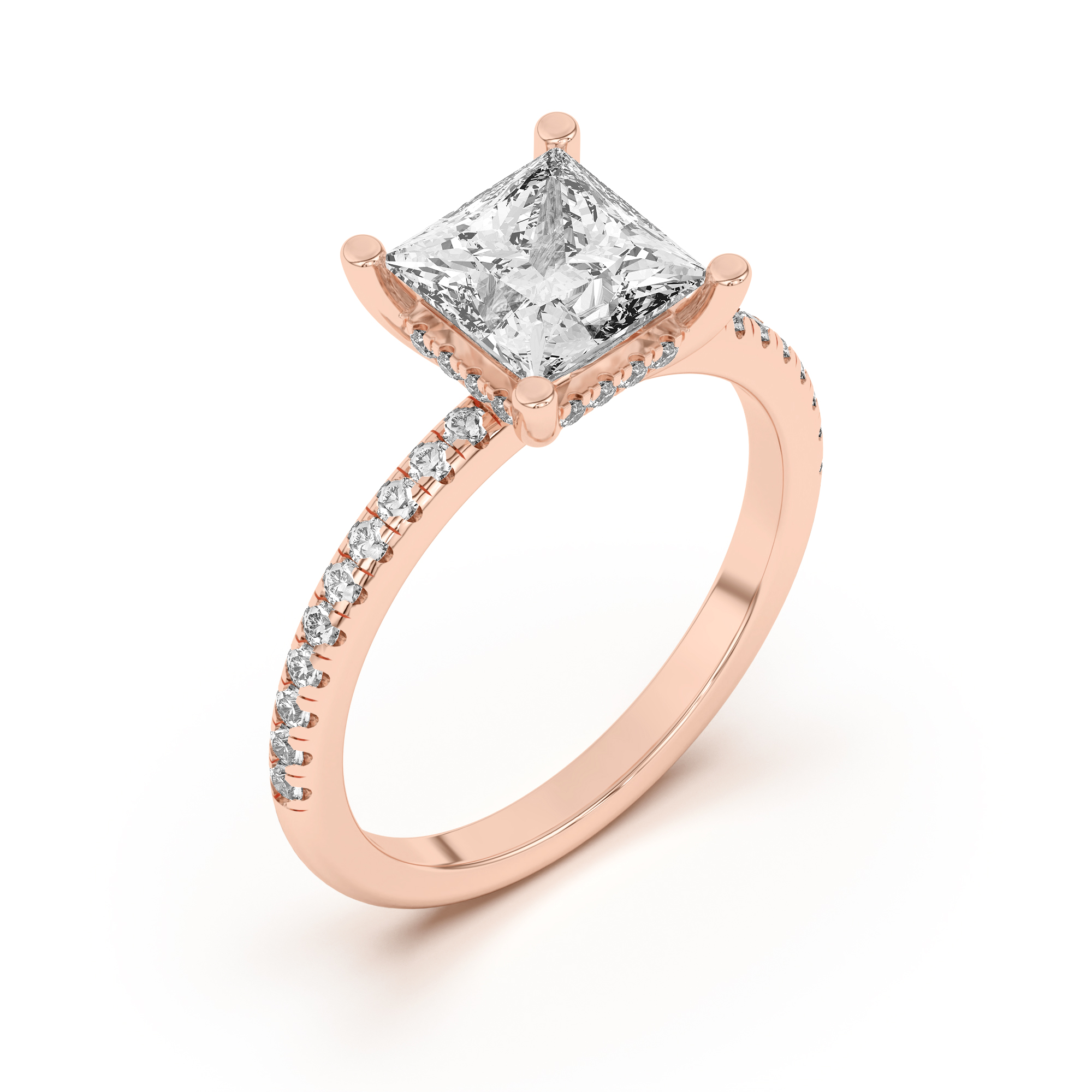 Marie Classic Hidden Halo Pavé Engagement Ring