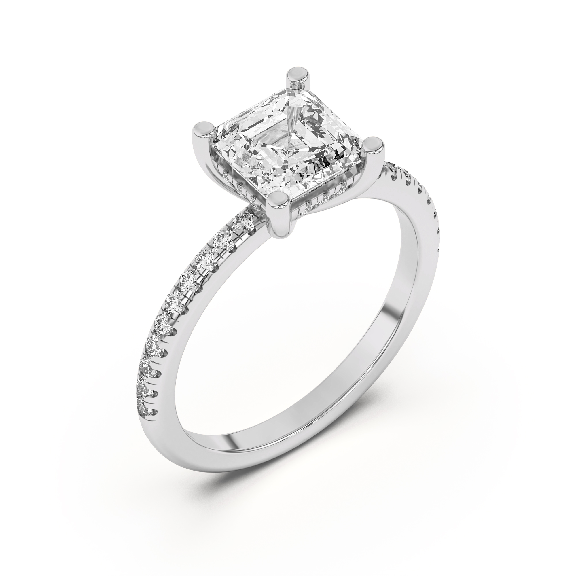 Marie Classic Hidden Halo Lab Pavé Engagement Ring