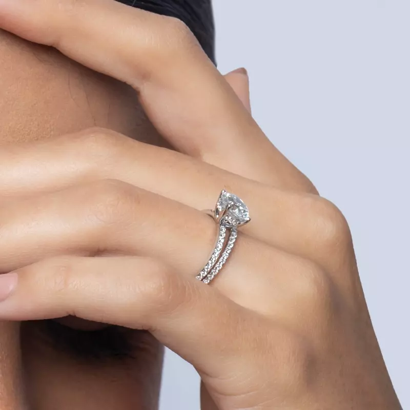 18K White Gold Marie Classic Hidden Halo Pavé Engagement Ring