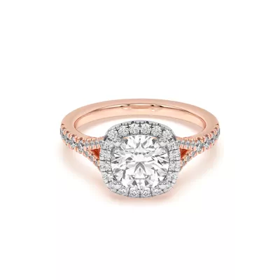 Sue Timeless Two-Tone Halo Engagement Ring