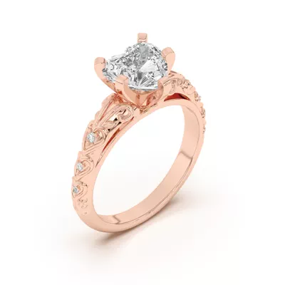Kathryn Lab Pavé Heart Scroll Engagement Ring