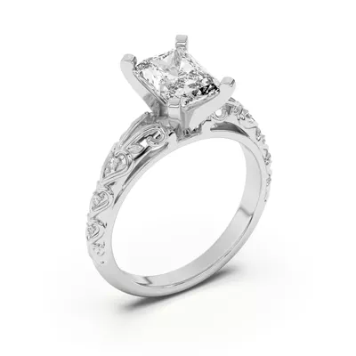 Kathryn Lab Pavé Heart Scroll Engagement Ring