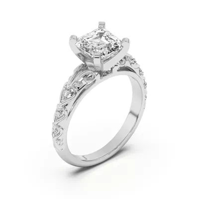Kathryn Lab Pavé Heart Scroll Engagement Ring