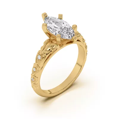 Kathryn Lab Pavé Heart Scroll Engagement Ring