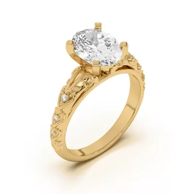 Kathryn Lab Pavé Heart Scroll Engagement Ring