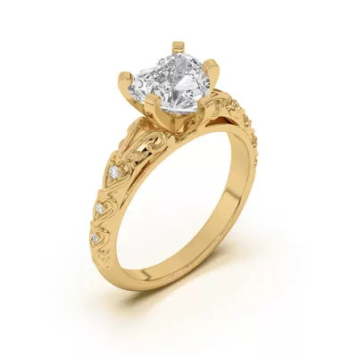 Kathryn Lab Pavé Heart Scroll Engagement Ring