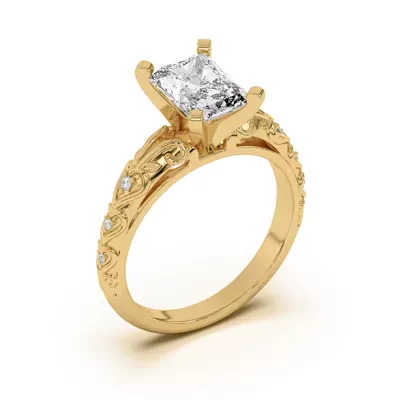 Kathryn Lab Pavé Heart Scroll Engagement Ring