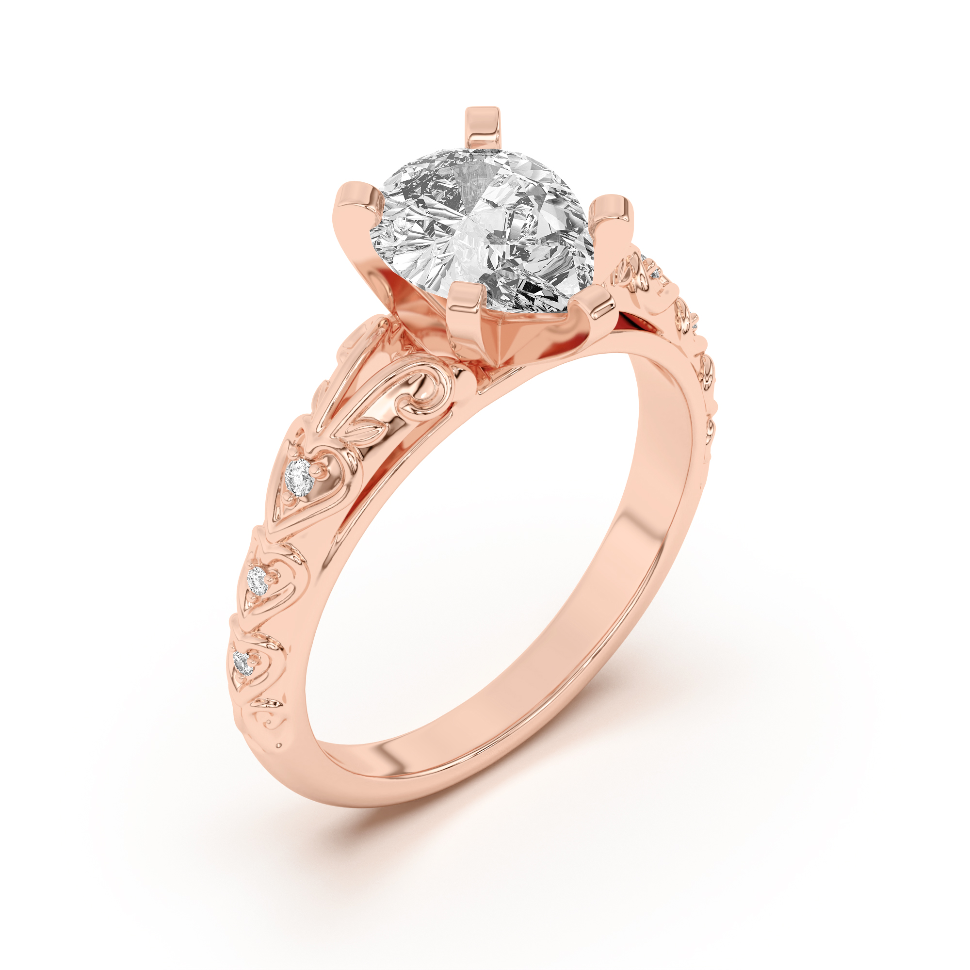 Kathryn Lab Pavé Heart Scroll Engagement Ring