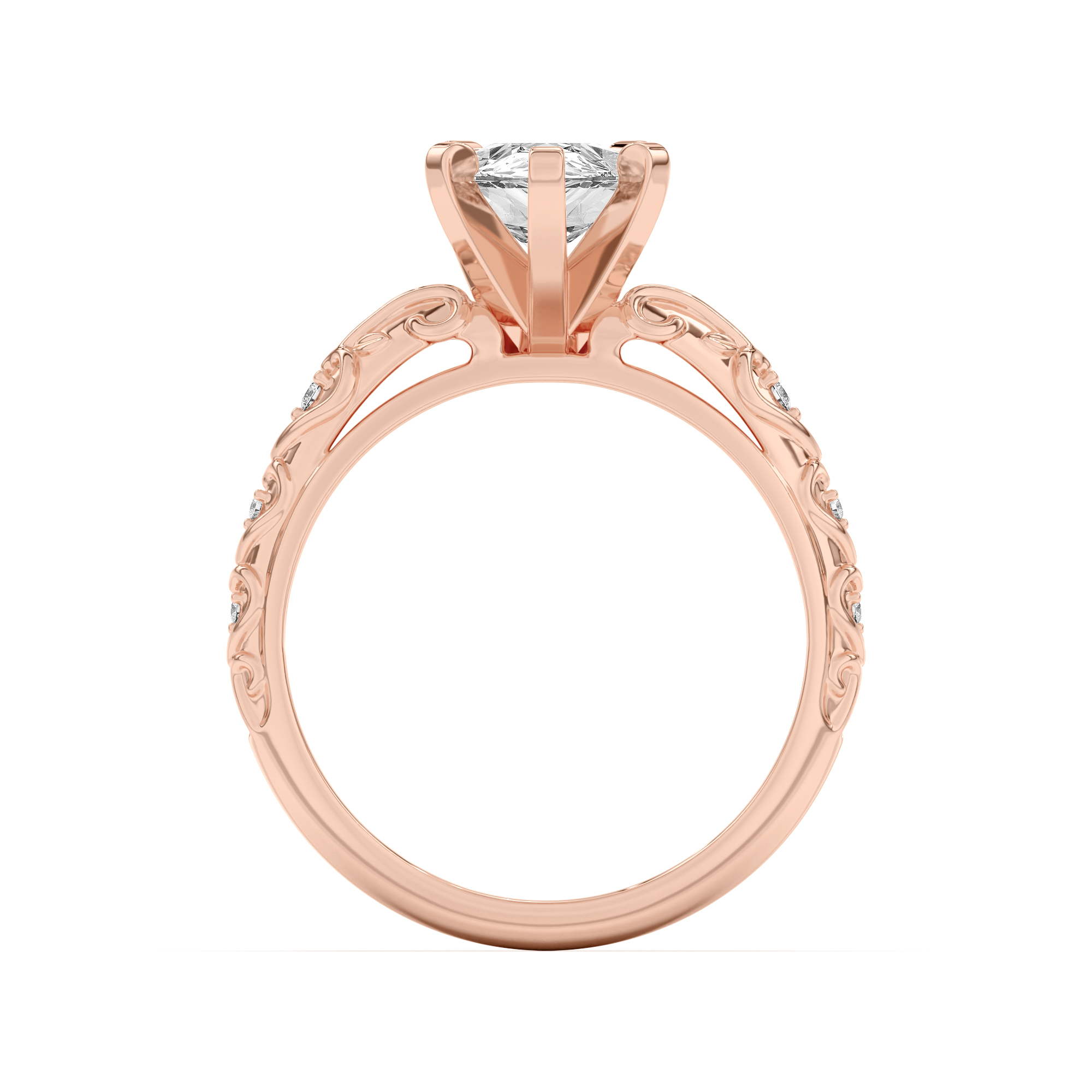 Kathryn Lab Pavé Heart Scroll Engagement Ring