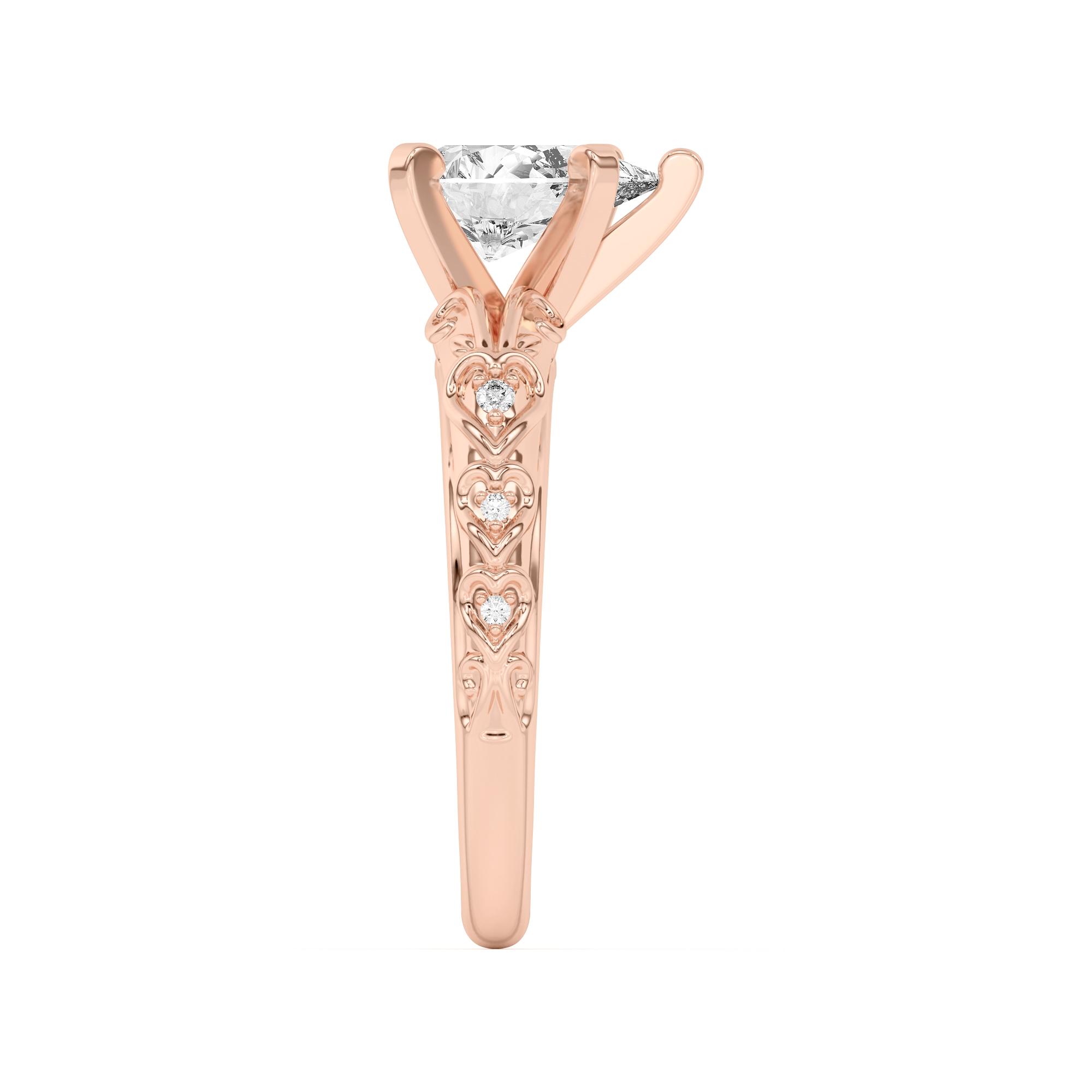 Kathryn Lab Pavé Heart Scroll Engagement Ring