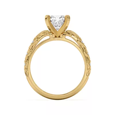 Kathryn Lab Pavé Heart Scroll Engagement Ring