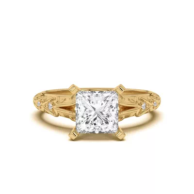 Kathryn Lab Pavé Heart Scroll Engagement Ring