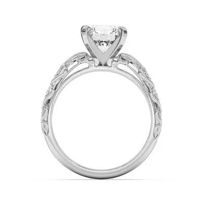 Kathryn Pavé Heart Scroll Engagement Ring