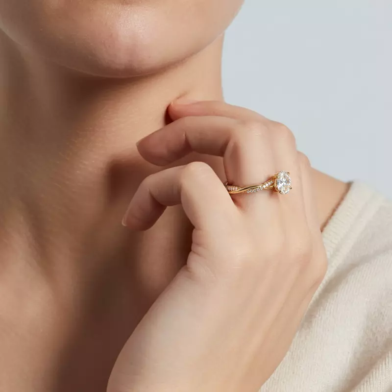 14K White Gold Debra Twisted Pavé Engagement Ring