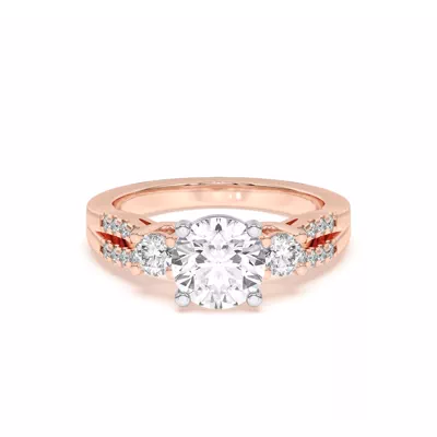 Beth Three-Stone Split Pavé Two-Tone Engagement Ring